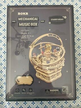 NWT sealed in box ROKR Mechanical Music Box - Starry Night (Gold & Natural Wood)